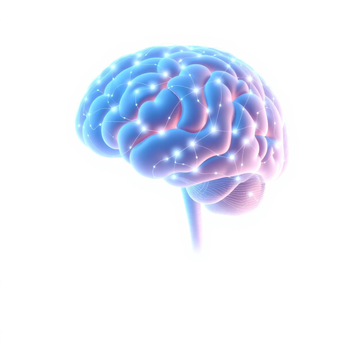 Illustration of a healthy, glowing human brain